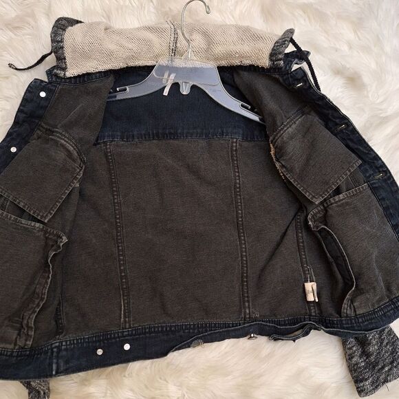 Free People Denim & knit hooded jacket - Picture 9 of 11